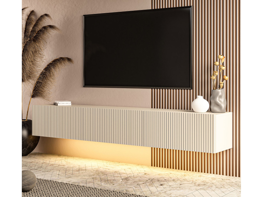 Móvel de televisão em madeira «Ada» - 180 x 31 x 29 cm - Cinzento