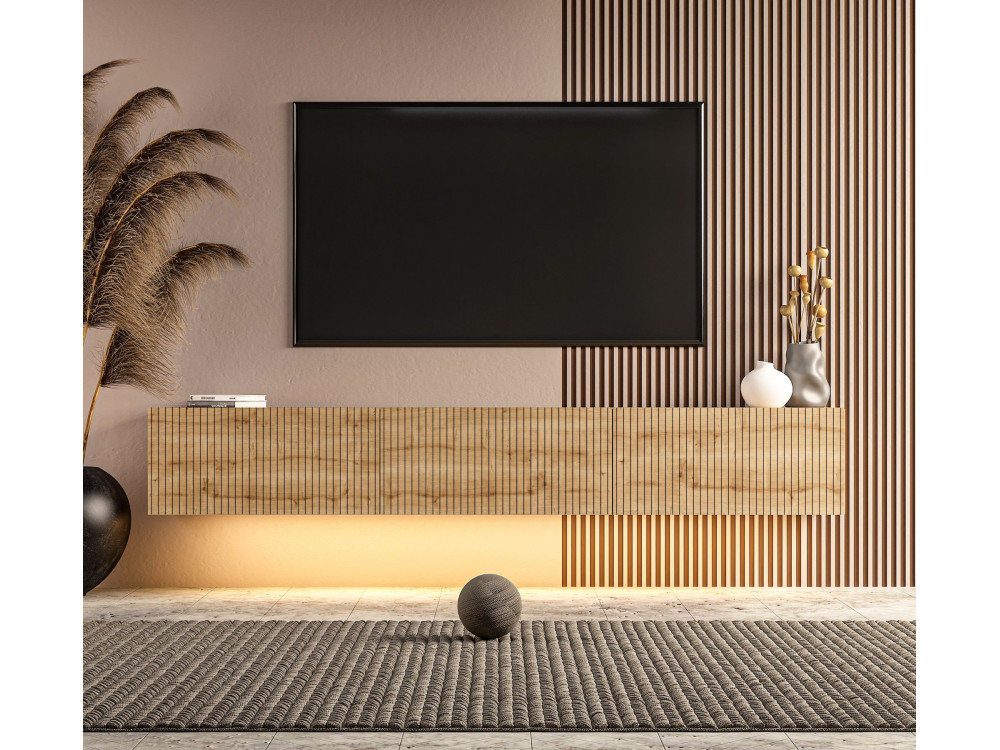 Móvel de televisão em madeira «Ada» - 180 x 31 x 29 cm - Carvalho