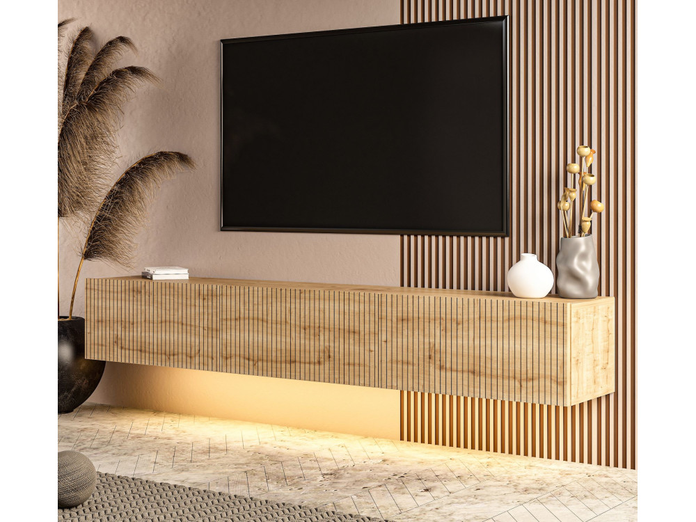 Móvel de televisão em madeira «Ada» - 180 x 31 x 29 cm - Carvalho