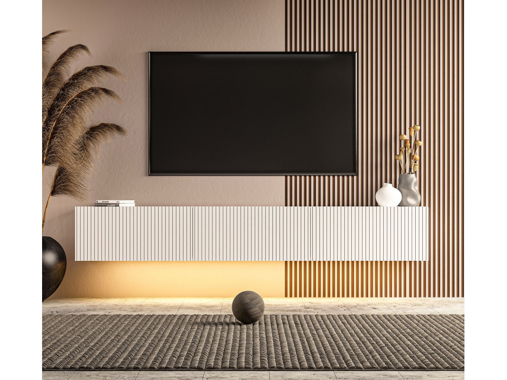 Móvel de TV em madeira «Ada» - 180 x 31 x 29 cm - Branco