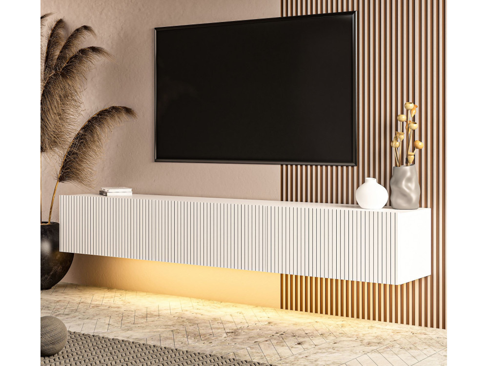 Móvel de TV em madeira «Ada» - 180 x 31 x 29 cm - Branco
