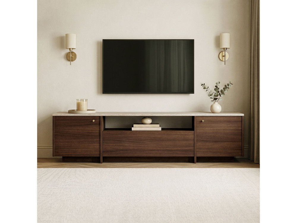 Móvel de televisão em madeira «Alvar» - 180 x 35 x 46 cm - Travertino