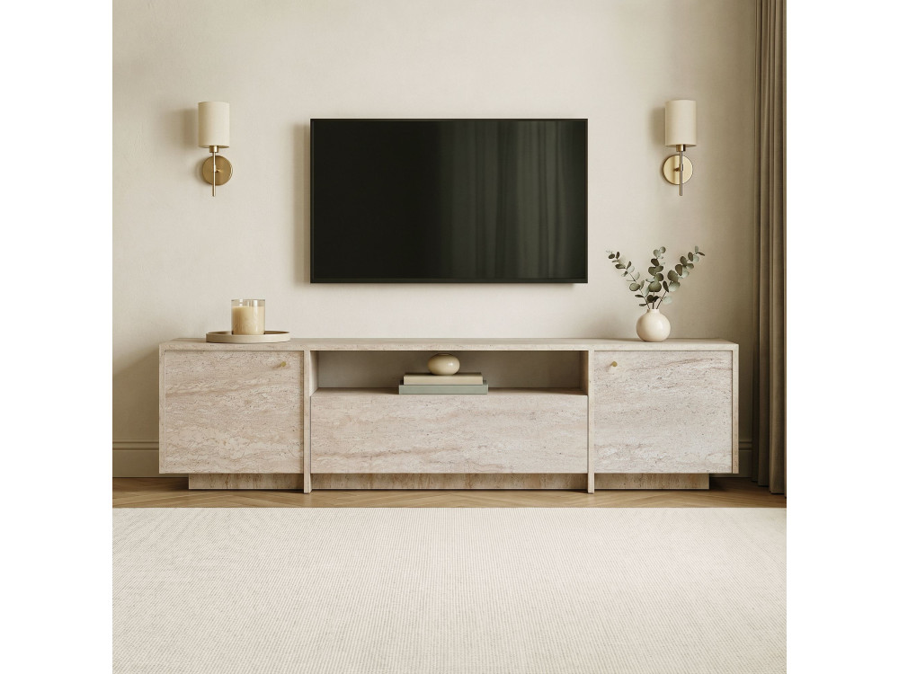 Móvel de televisão em madeira «Alvar» - 180 x 35 x 46 cm - Bege