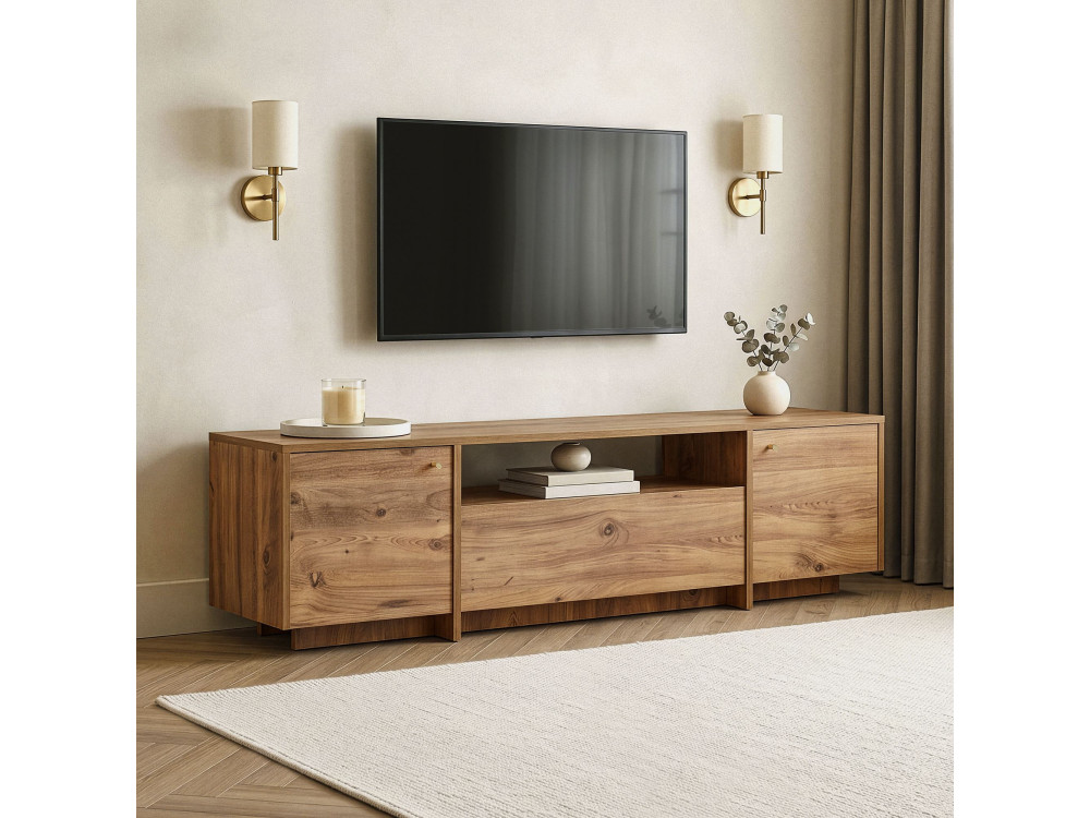 Móvel de televisão em madeira «Alvar» - 180 x 35 x 46 cm - Pinho do Atlântico