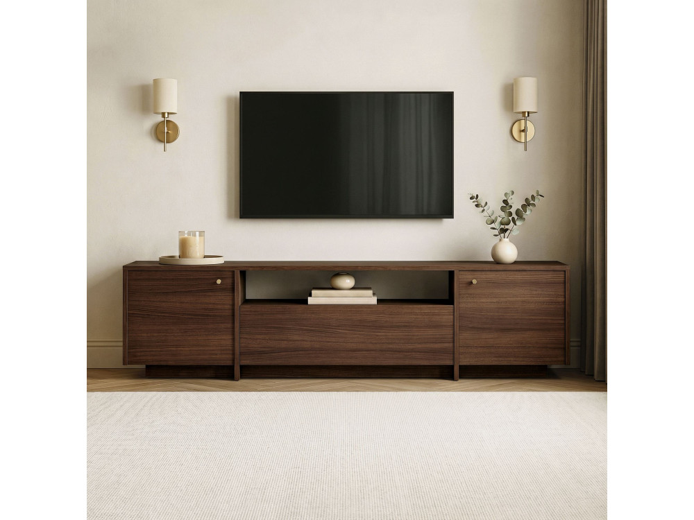 Móvel de televisão em madeira «Alvar» - 180 x 35 x 46 cm - Castanho