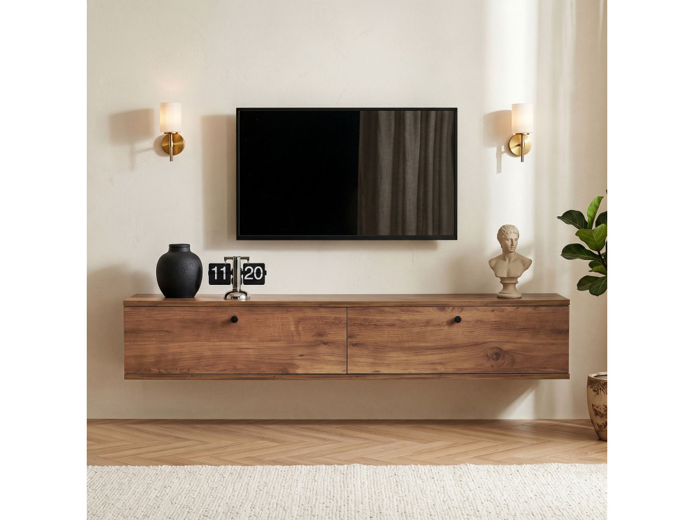 Móvel para televisão em madeira «Ligne 140» - 140 x 25 x 25 cm - Castanho