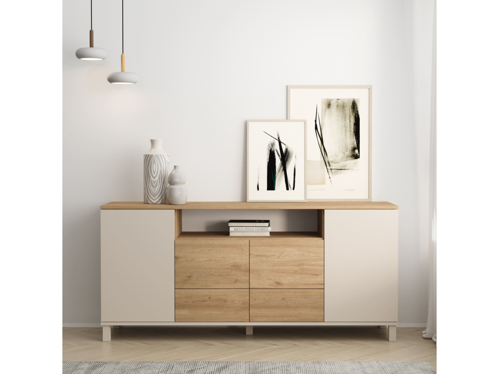 Mesa de apoio em madeira «Mood» - 180 x 44 x 82 cm - Bege