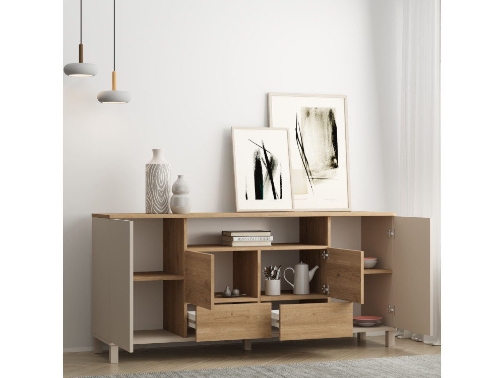 Mesa de apoio em madeira «Mood» - 180 x 44 x 82 cm - Bege