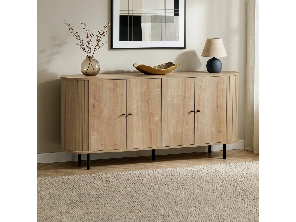 Mesa de apoio em madeira «Noble» - 180 x 40 x 80 cm - Bege