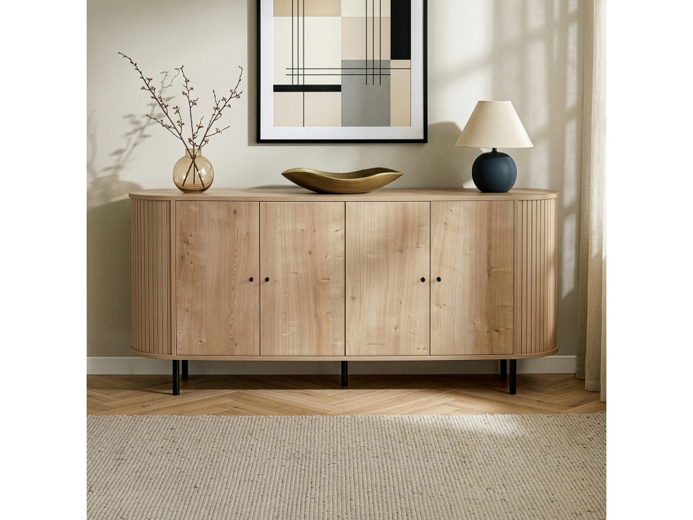 Mesa de apoio em madeira «Noble» - 180 x 40 x 80 cm - Bege