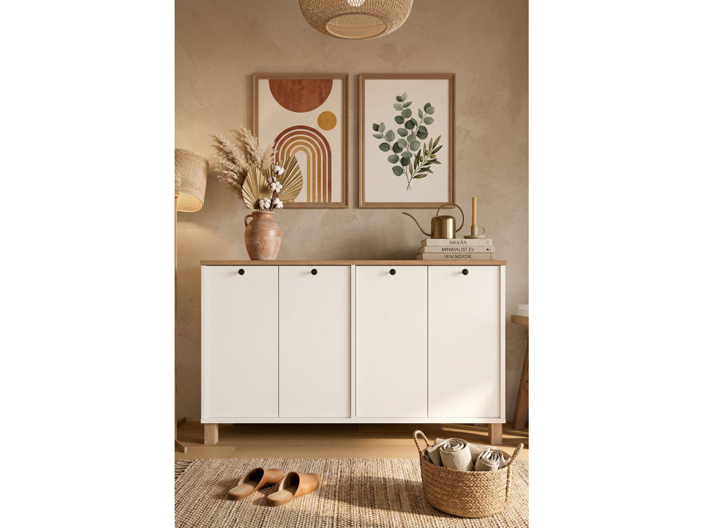 Mesa de apoio em madeira «Nord» - 120 x 29 x 74 cm - Branco