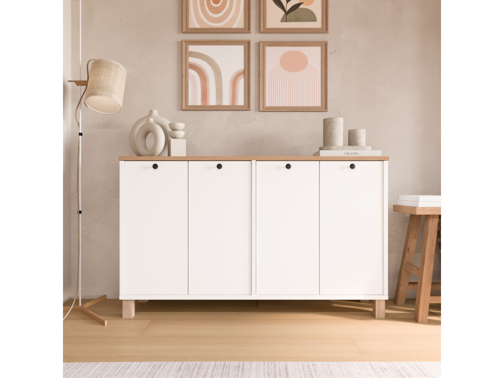 Mesa de apoio em madeira «Nord» - 120 x 29 x 74 cm - Branco