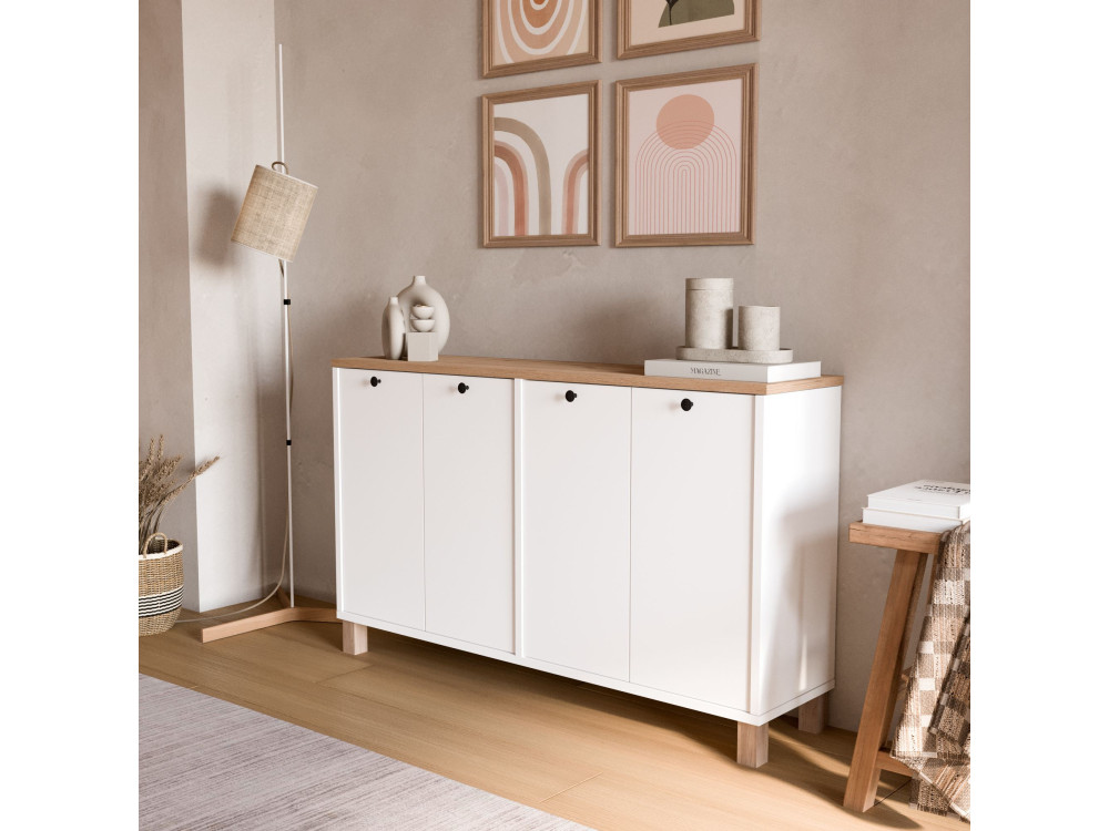 Mesa de apoio em madeira «Nord» - 120 x 29 x 74 cm - Branco