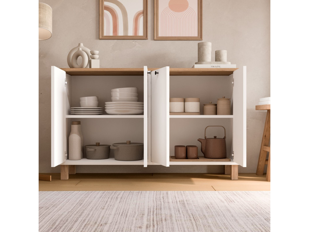 Mesa de apoio em madeira «Nord» - 120 x 29 x 74 cm - Branco