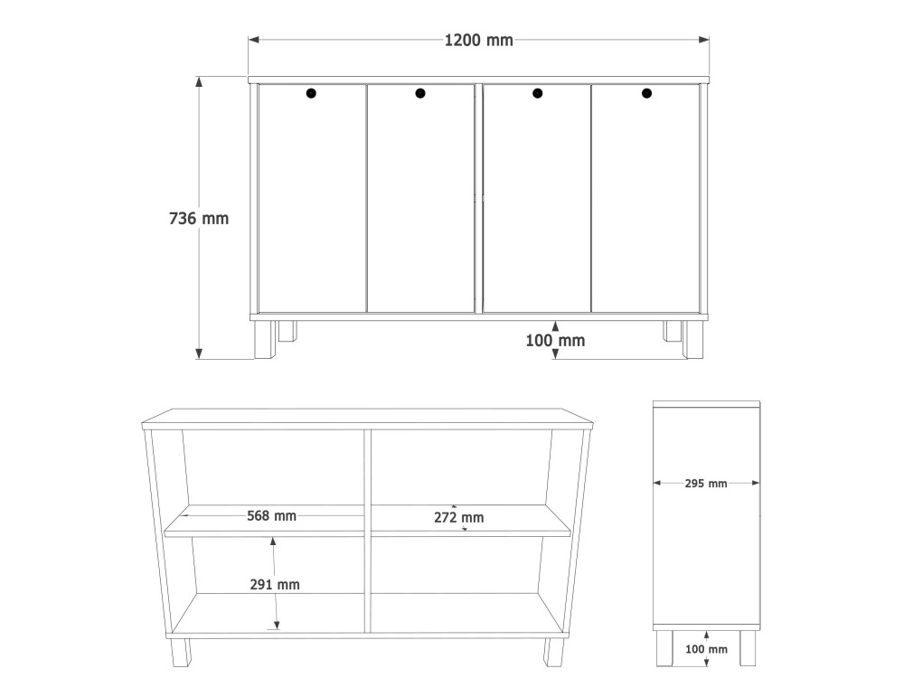 Mesa de apoio em madeira «Nord» - 120 x 29 x 74 cm - Branco