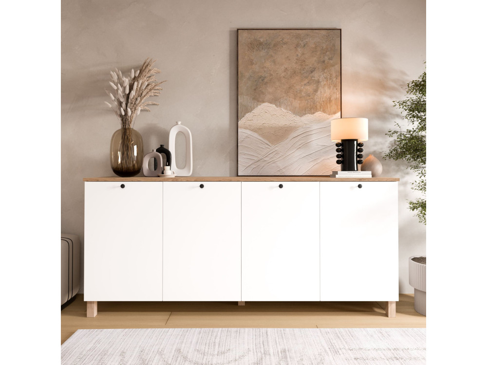 Mesa de apoio em madeira «Nord» - 180 x 42 x 80 cm - Branco