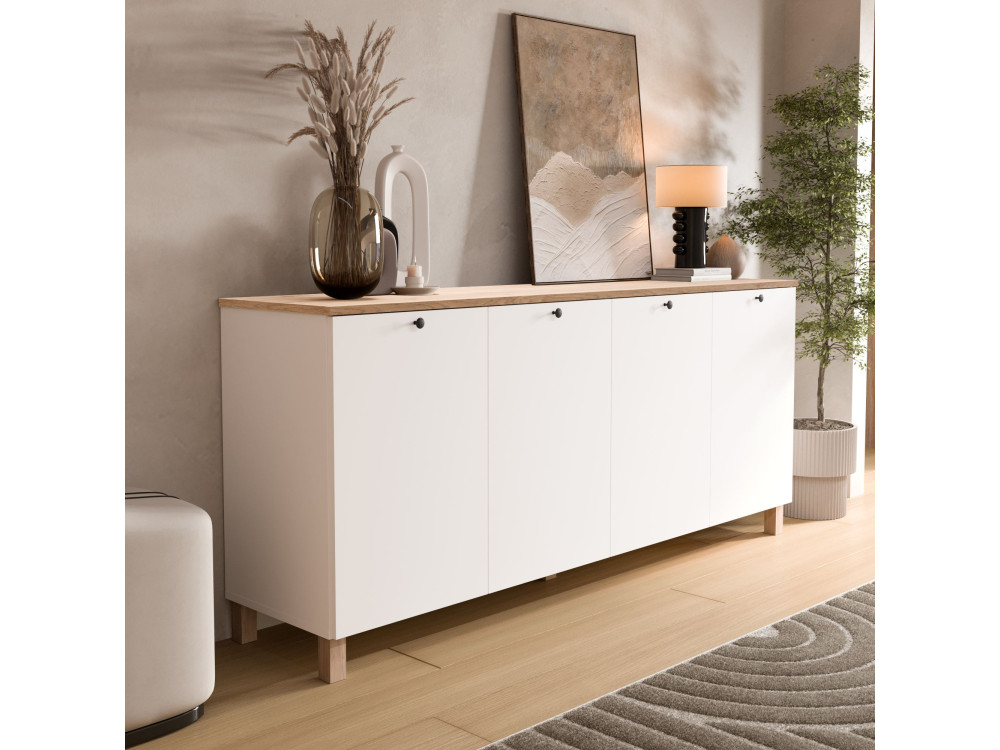 Mesa de apoio em madeira «Nord» - 180 x 42 x 80 cm - Branco