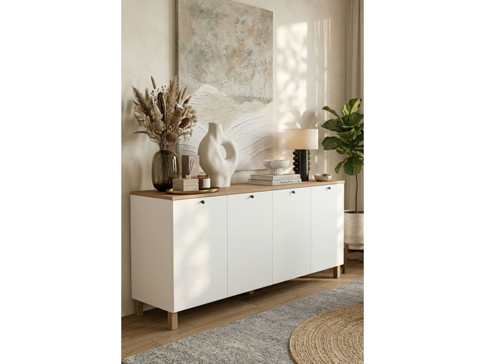 Mesa de apoio em madeira «Nord» - 180 x 42 x 80 cm - Branco