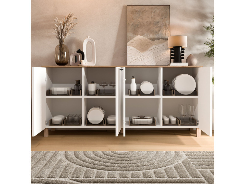 Mesa de apoio em madeira «Nord» - 180 x 42 x 80 cm - Branco