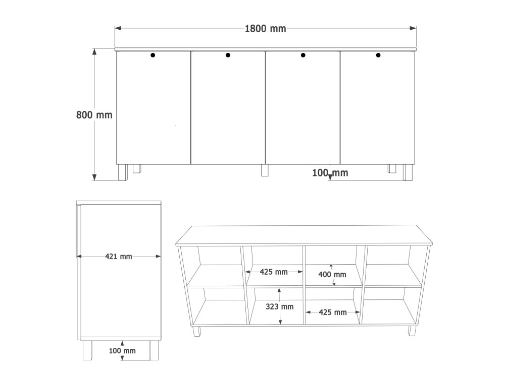 Mesa de apoio em madeira «Nord» - 180 x 42 x 80 cm - Branco
