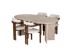 Conjunto de mesa de jantar e cadeiras (5 peças) em madeira «Meridia 4» - 180 x 90 x 75 cm - Branco