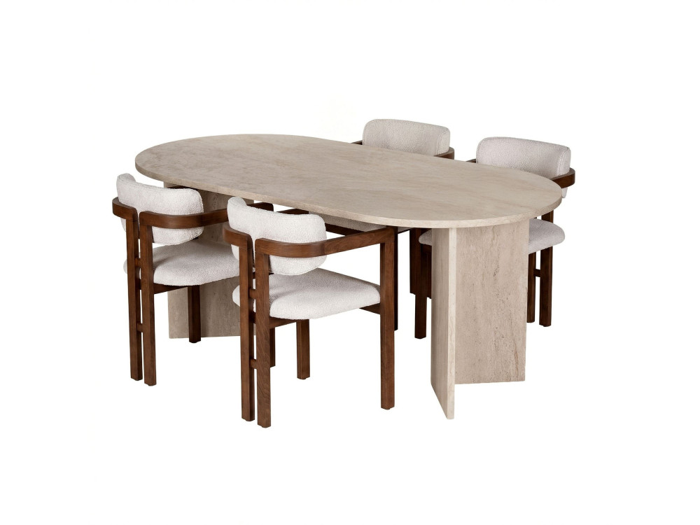 Conjunto de mesa de jantar e cadeiras (5 peças) em madeira «Meridia 4» - 180 x 90 x 75 cm - Branco