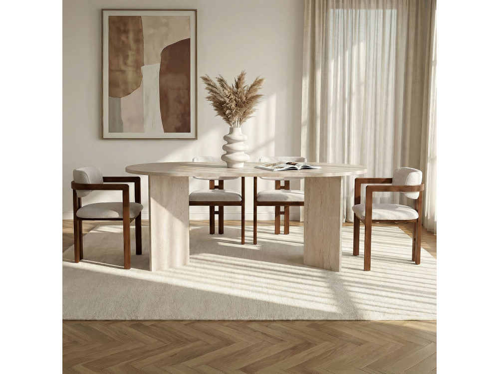 Conjunto de mesa de jantar e cadeiras (5 peças) em madeira «Meridia 4» - 180 x 90 x 75 cm - Branco