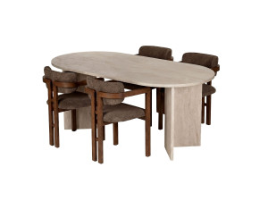 Conjunto de mesa de jantar e cadeiras (5 peças) em madeira «Meridia 4» - 180 x 90 x 75 cm - Castanho