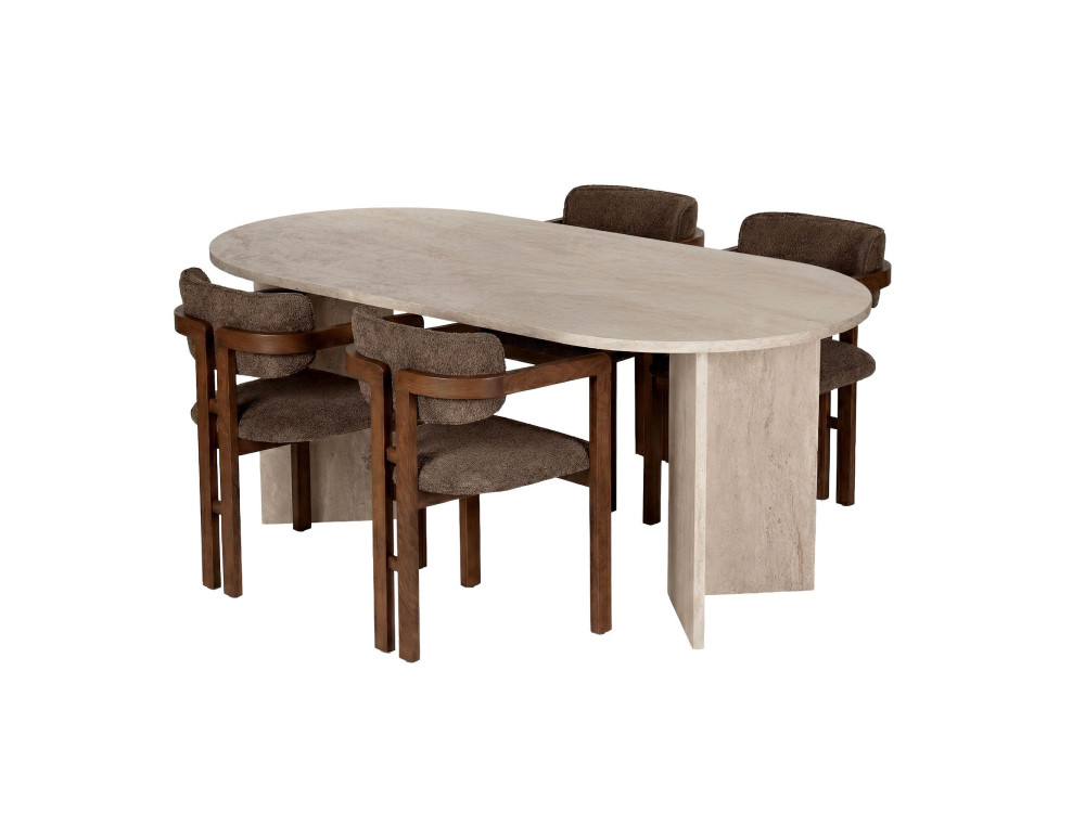 Conjunto de mesa de jantar e cadeiras (5 peças) em madeira «Meridia 4» - 180 x 90 x 75 cm - Castanho