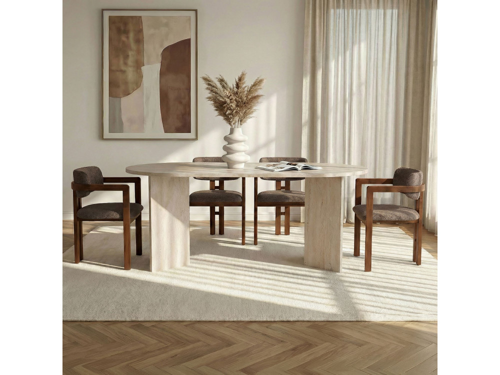 Conjunto de mesa de jantar e cadeiras (5 peças) em madeira «Meridia 4» - 180 x 90 x 75 cm - Castanho