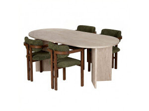 Conjunto de mesa de jantar e cadeiras (5 peças) em madeira «Meridia 4» - 180 x 90 x 75 cm - Verde