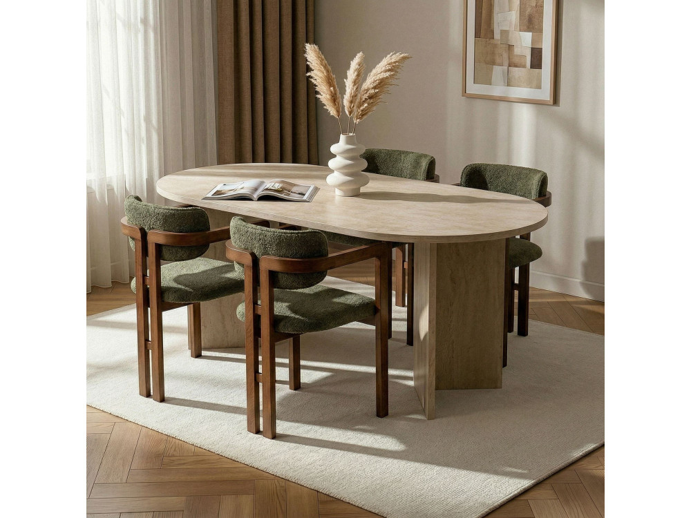 Conjunto de mesa de jantar e cadeiras (5 peças) em madeira «Meridia 4» - 180 x 90 x 75 cm - Verde