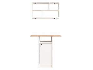 Conjunto de mesa de jantar e prateleira de parede (2 peças) em madeira «Nord» - 72 x 44 x 74 cm - Branco