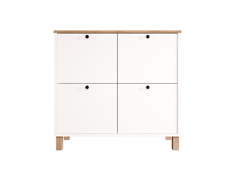 Armário para sapatos em madeira «Nord» - 90 x 35 x 85 cm - Branco