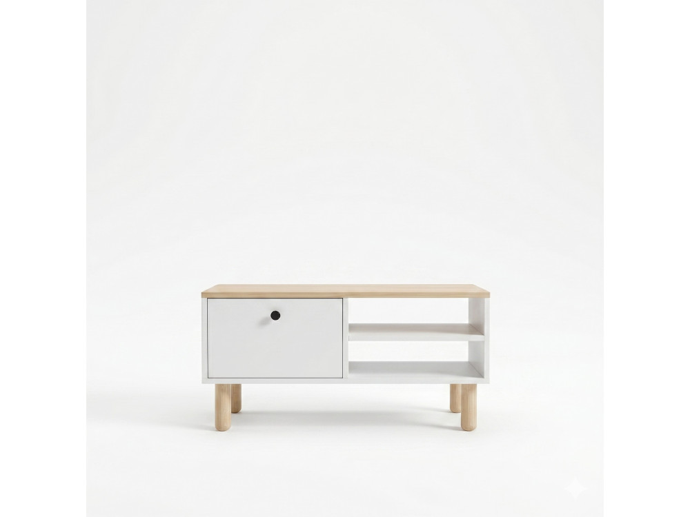 Mesa de centro em madeira «Aris» - 90 x 38,8 x 60 cm - Carvalho Saphir / Branco