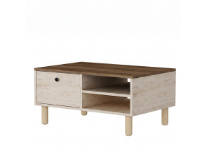 Mesa de centro de madeira «Aris» - 90 x 38,8 x 60 cm - Travertino / Nogueira de Veneza