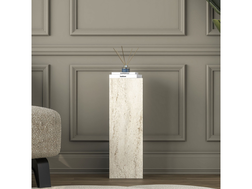 Mesa auxiliar de madeira «AD108» - 20 x 18 x 60 cm - Travertino