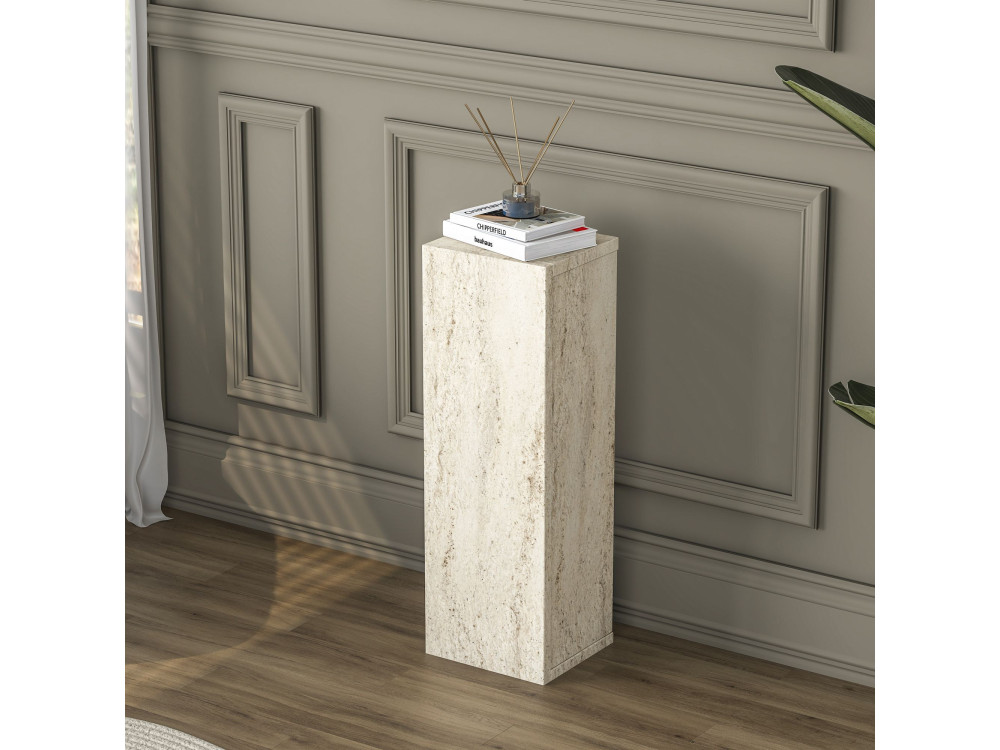 Mesa auxiliar de madeira «AD108» - 20 x 18 x 60 cm - Travertino