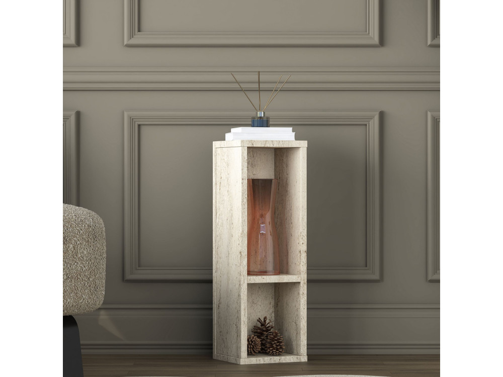 Mesa auxiliar de madeira «AD108» - 20 x 18 x 60 cm - Travertino