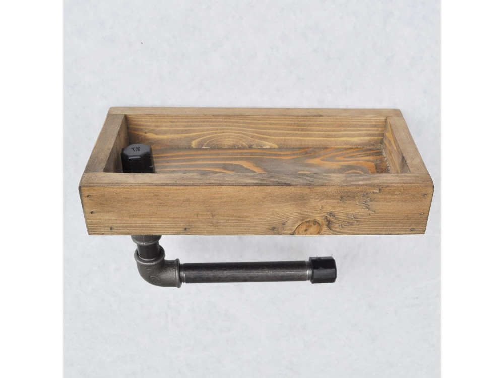 Prateleira de madeira para tubos «Boruraf117» - 28 x 14 x 16 cm - Castanho