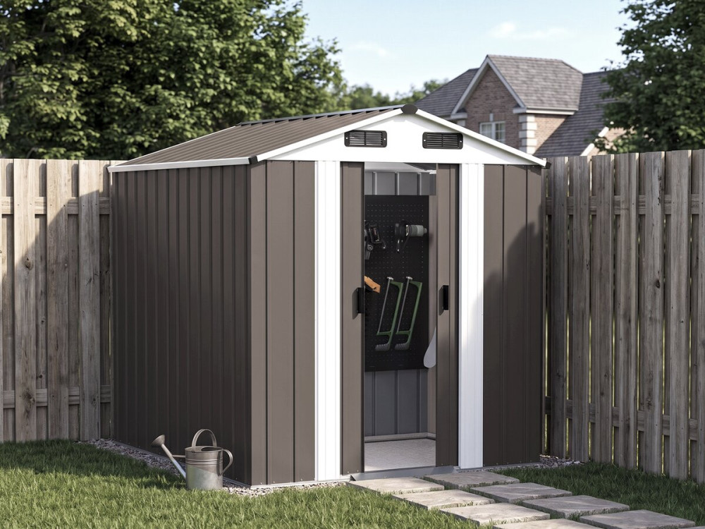Cobertura de jardim em metal «Dallas» - 4,12 m² - Cinza-escuro