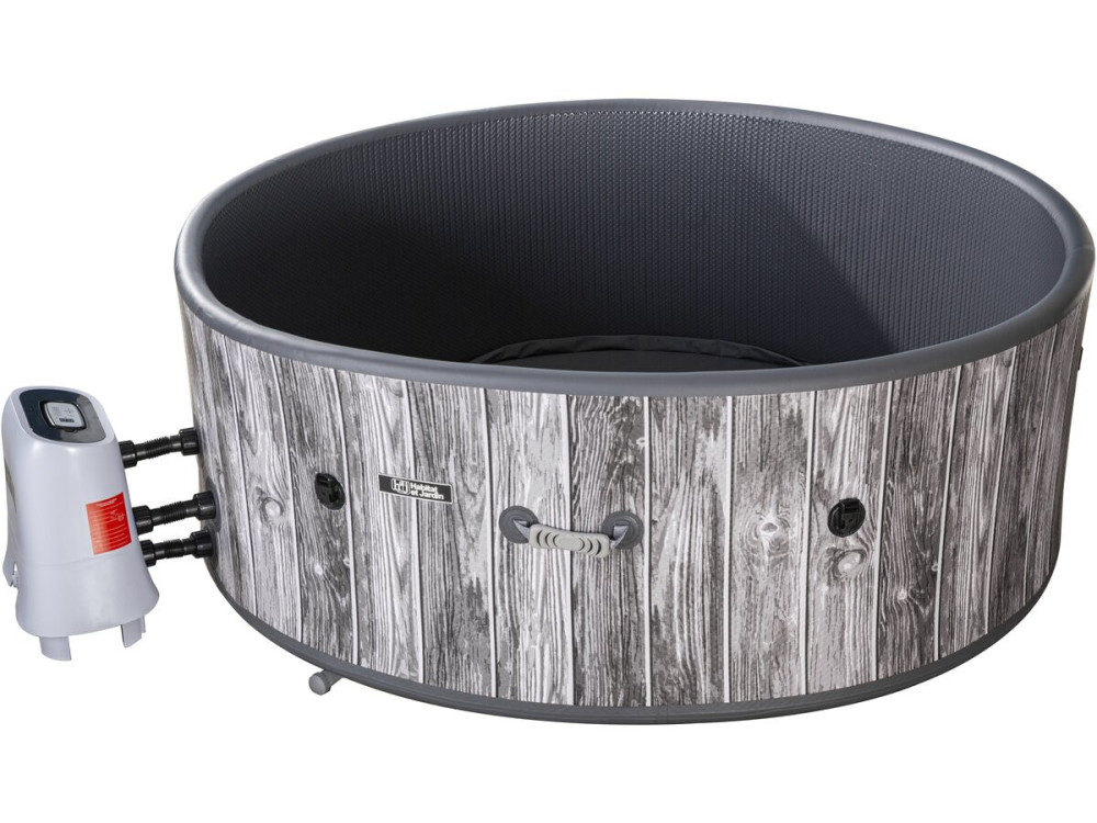 Spa insuflável semi-rígido em PVC com efeito de madeira «Antibes» - 6 lugares - Cinzento
