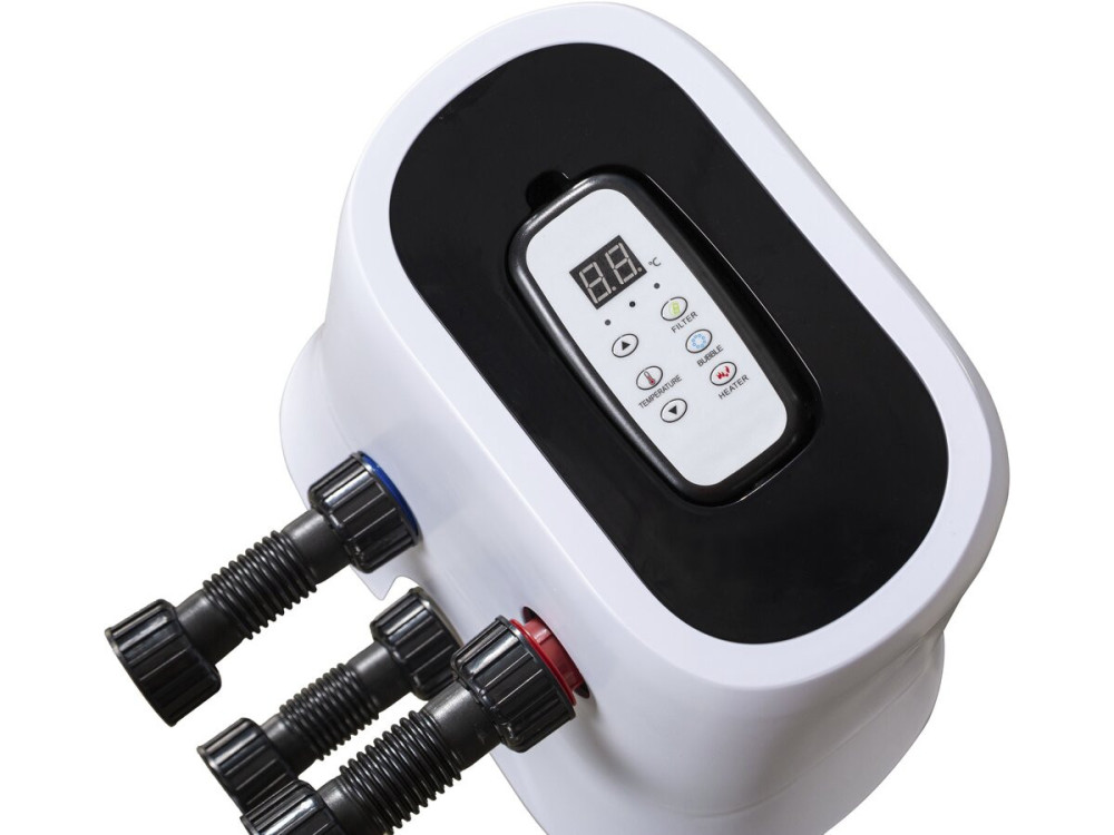 Spa insuflável semi-rígido em PVC com efeito de madeira «Antibes» - 6 lugares - Cinzento