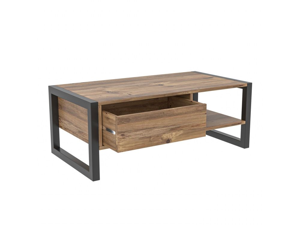 Mesa de centro em madeira «Haldizen» - 105 x 55 x 40 cm - Castanho