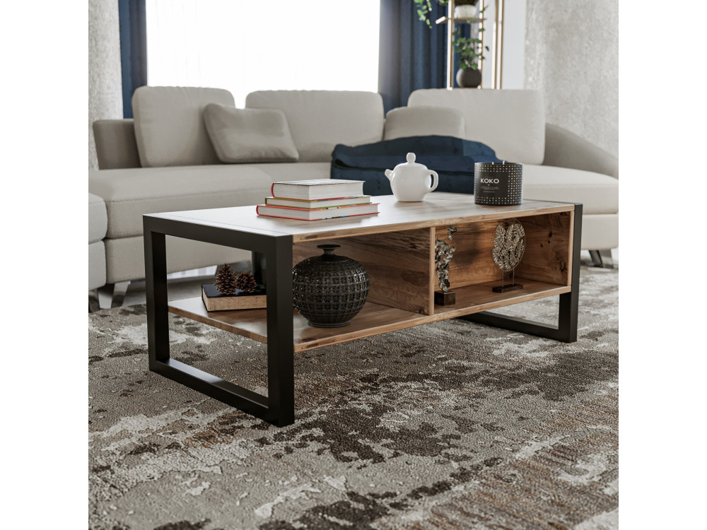 Mesa de centro em madeira «Haldizen» - 105 x 55 x 40 cm - Castanho