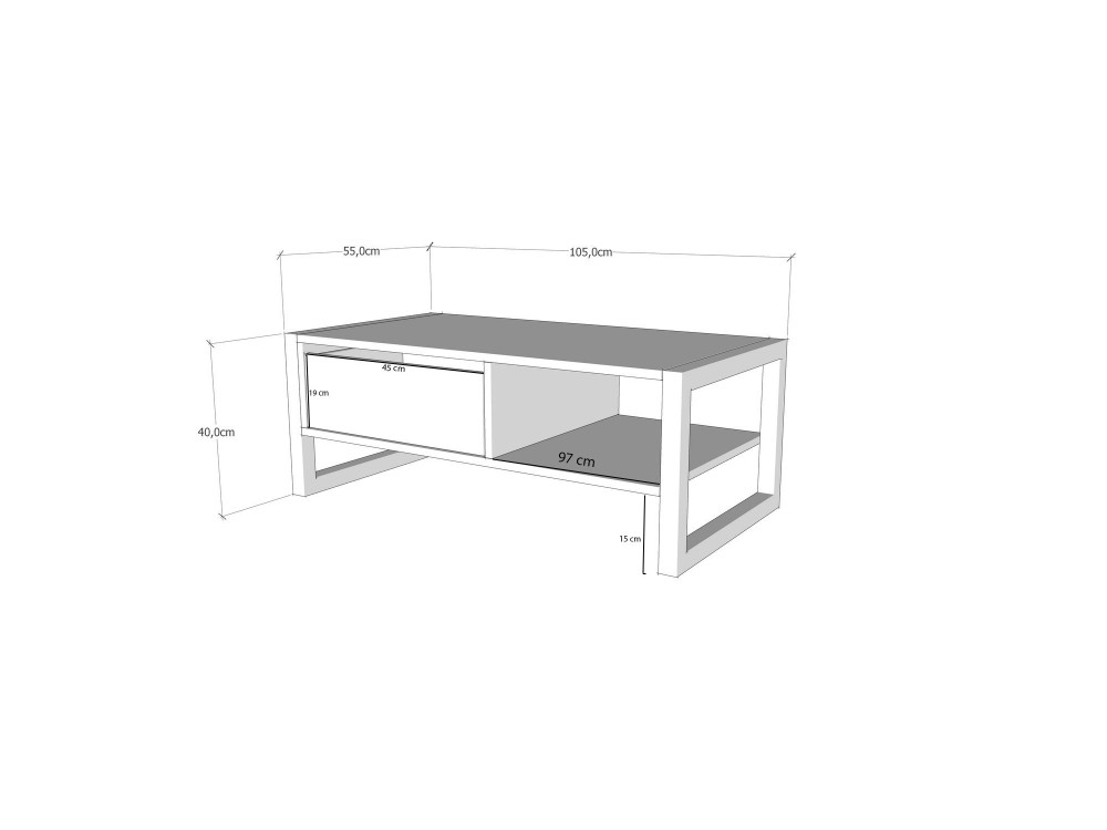 Mesa de centro em madeira «Haldizen» - 105 x 55 x 40 cm - Castanho