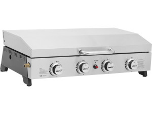 Plancha a gás 4 queimadores com tampa "Fasto" - 10 kw - Cinza