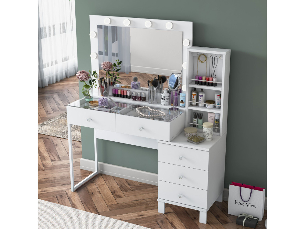 Penteadeira de madeira «BJ151» - 120 x 141,8 x 40 cm - Branco