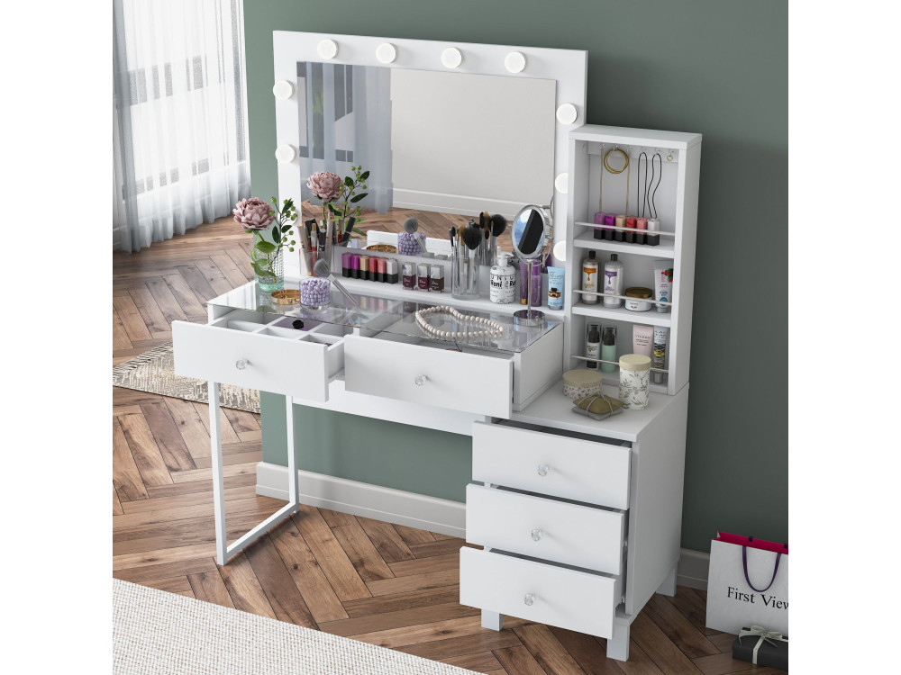 Penteadeira de madeira «BJ151» - 120 x 141,8 x 40 cm - Branco