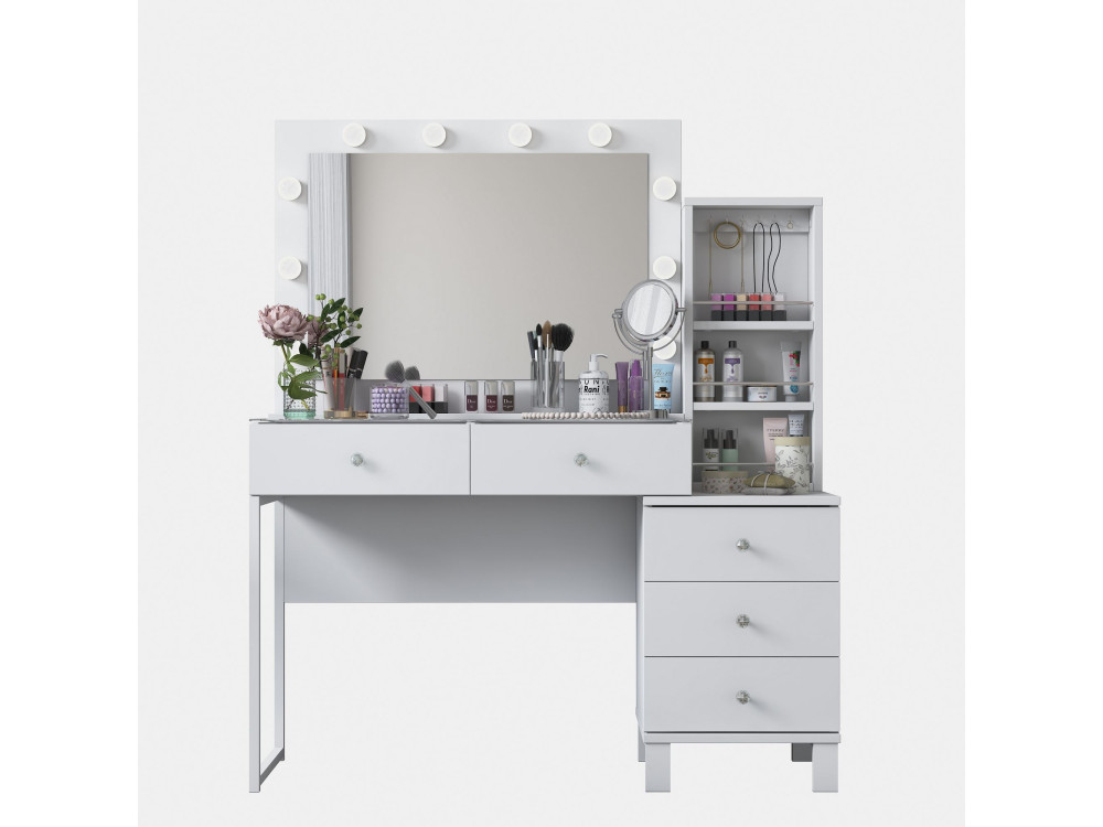 Penteadeira de madeira «BJ151» - 120 x 141,8 x 40 cm - Branco